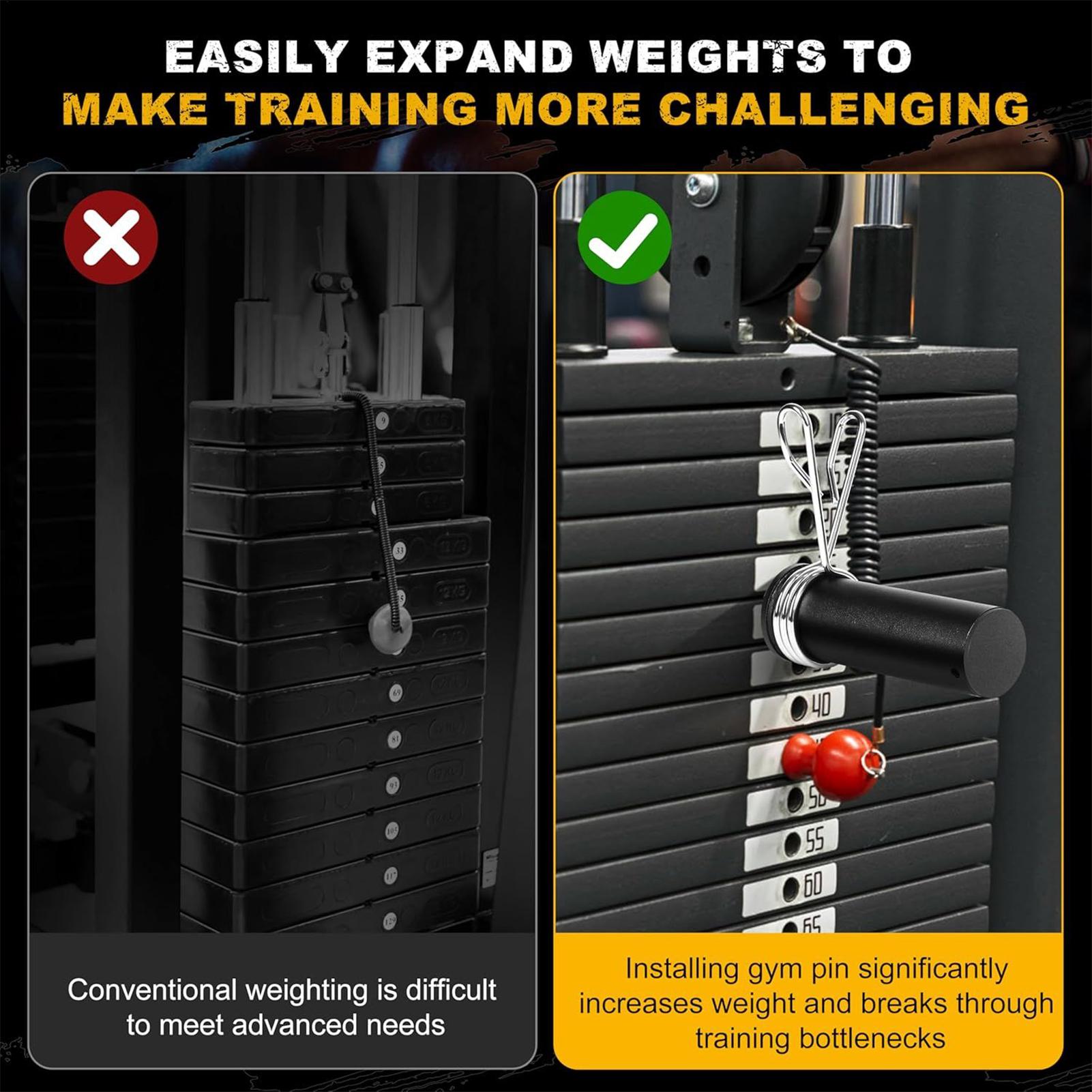 Home Gym Hyrox - ตัวล็อคแผ่นน้ำหนักแบบสปริงสำหรับเครื่องออกกำลังกาย ปลดเร็ว ใช้สำหรับเพิ่มน้ำหนักในบ้าน ฝึกความแข็งแรง ยกน้ำหนัก