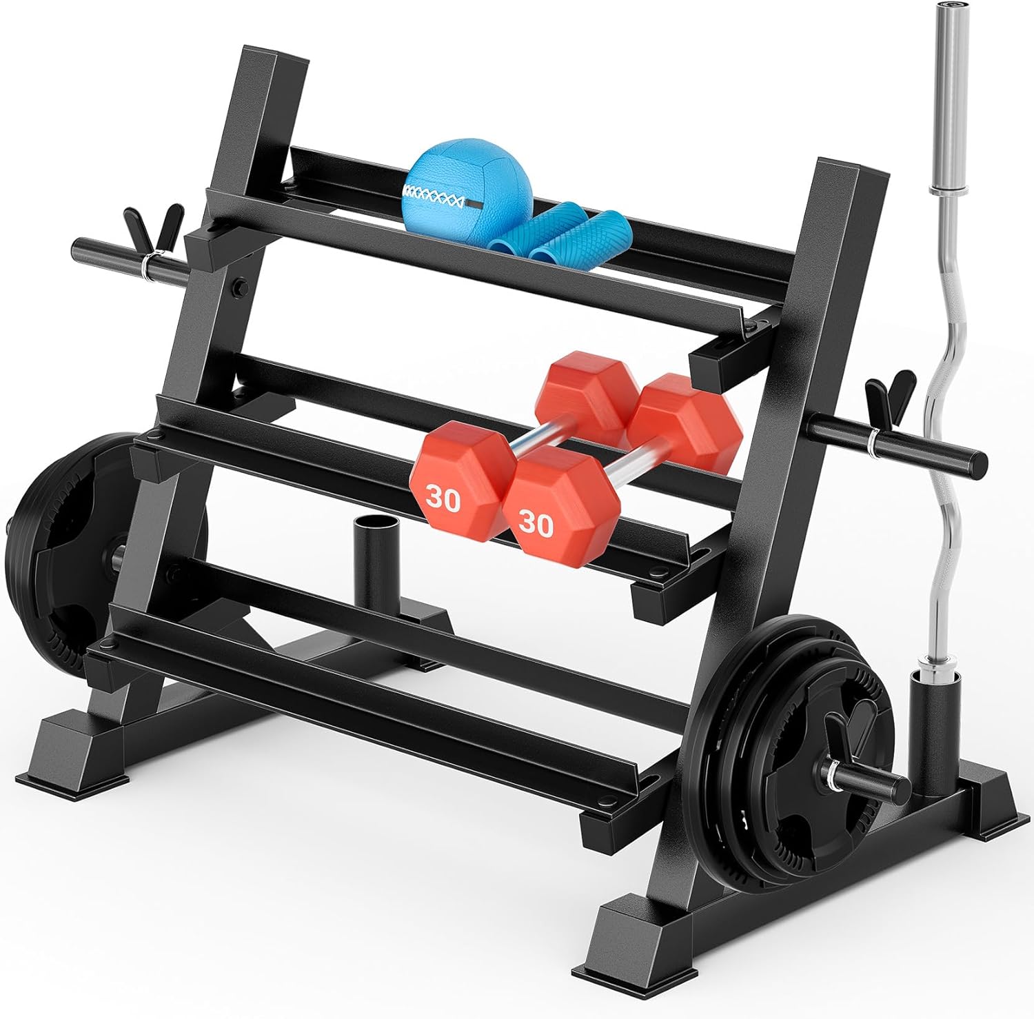 Home Gym Rack - ใช้ในบ้าน, วัสดุแข็งแรง, สีน้ำตาล, รับน้ำหนักได้ 1100 ปอนด์,