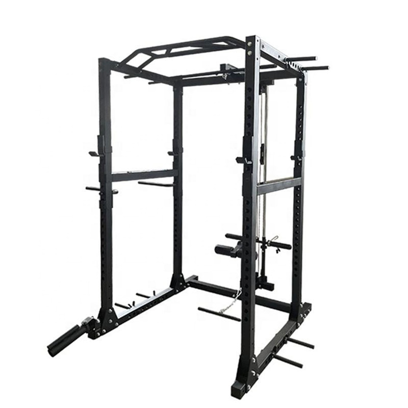 Lat Pulldown Cable - เครื่องออกกำลังกายแบบพาวเวอร์เคจพร้อมระบบสายเคเบิ้ลลาทพูลดาวน์และสายเคเบิลครอสโอเวอร์ ชั้นวางสควอทเหล็กอเนกประสงค์